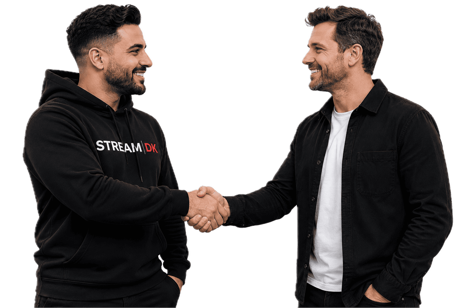 To forretningspartnere giver hånd — bliv IPTV-forhandler hos STREAMIPTVDK